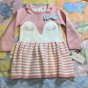 NWT Max studio baby sweater dress, long sleeve pink penguin dress size 12 mo